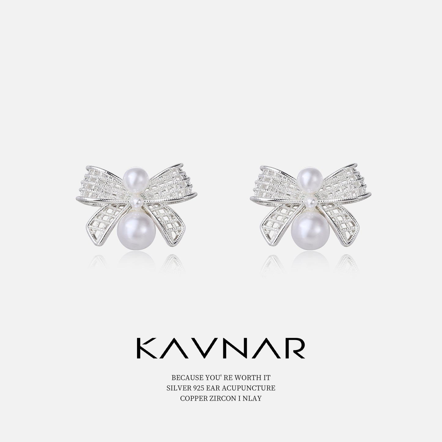 Hollow Bow Silver-Plated Pearl Earrings, Fashionable Elegant Earrings, 925 Sterling Silver Needle Earrings, Accessible Luxury and High-End Sense for Women