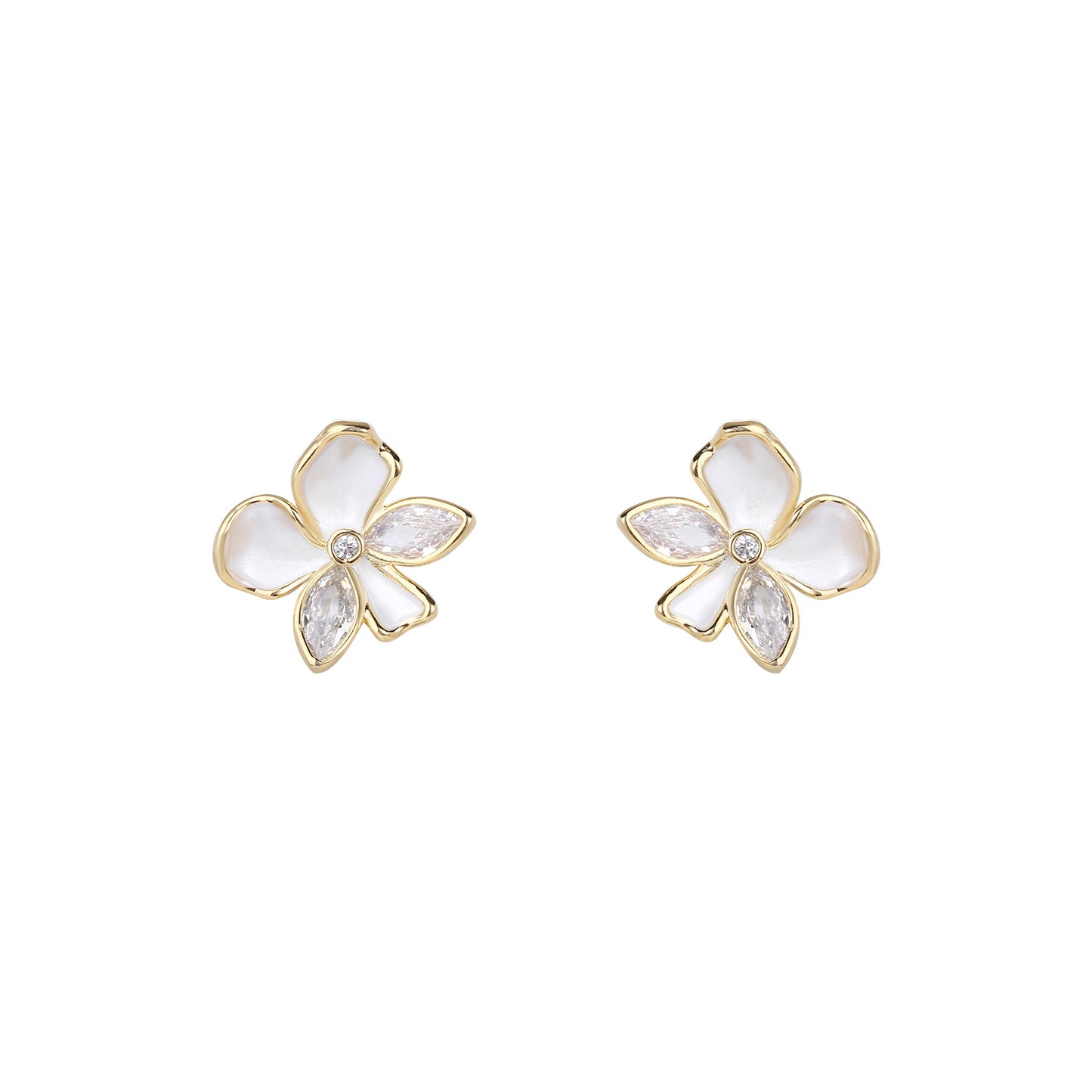 Minimalist Painted Flower Stud Earrings Korean and Japanese Exquisite Fashion Temperament Earrings 925 Sterling Silver Needle Earrings Light Luxury High-End