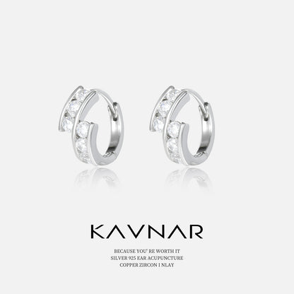 Small and exquisite simple round zircon earrings fashion OL earrings niche high-end sense ladies earrings temperament wholesale