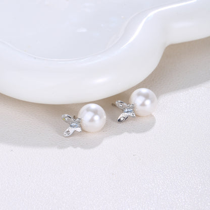 French Romantic Super Fairy Texture Butterfly Pearl Earrings Fashionable Elegant Earrings 925 Sterling Silver Needle Earrings High-End