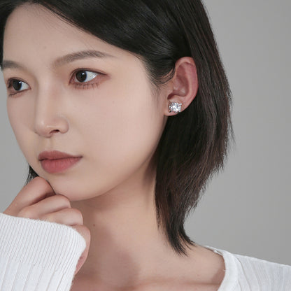 Minimalist Light Luxury Style 3A Large Zircon Earrings 925 Silver Needle Fashionable Elegant Earrings Niche High-end Earrings for Women