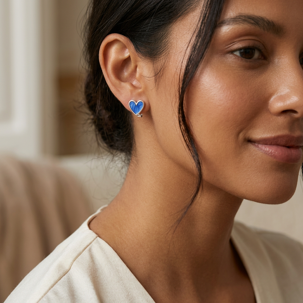 Klein blue love earrings 925 sterling silver fashion commuter earrings niche high-end earrings female temperament summer