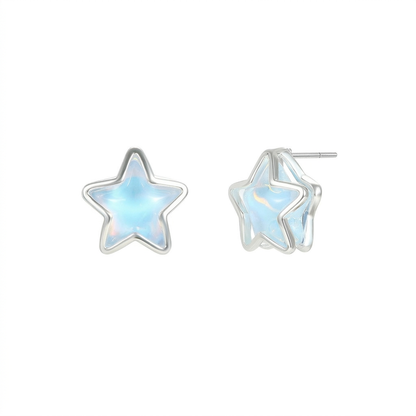 Painted flower stud earrings on white background