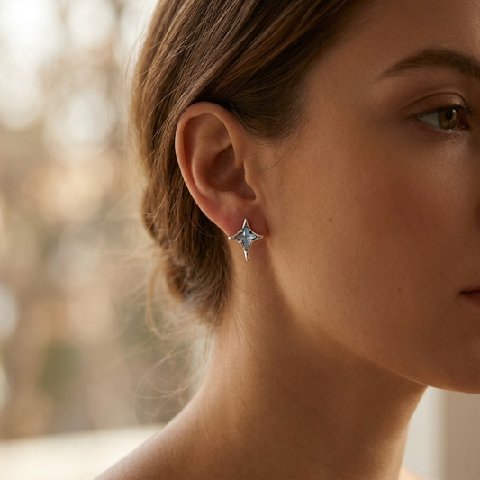 3A large zircon earrings worn on model ear