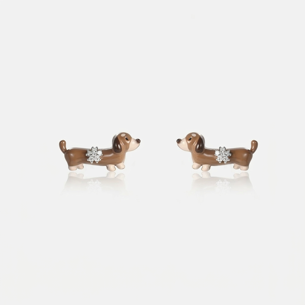 Four-pointed star blue mocha crystal earrings on white background