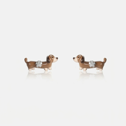 Four-pointed star blue mocha crystal earrings on white background