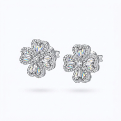 Camellia bow earrings on white background